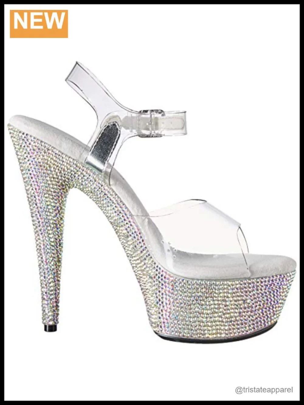 Rhinestone Platform Sandal Ankle Strap Stiletto Heel